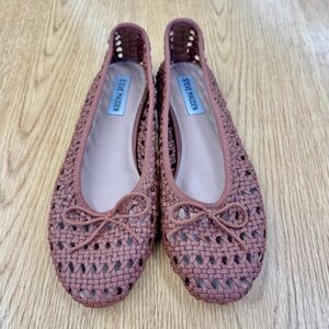 Steve Madden Women's Leather Woven Ballet Flats Brown Size 9.5M Spring Summer